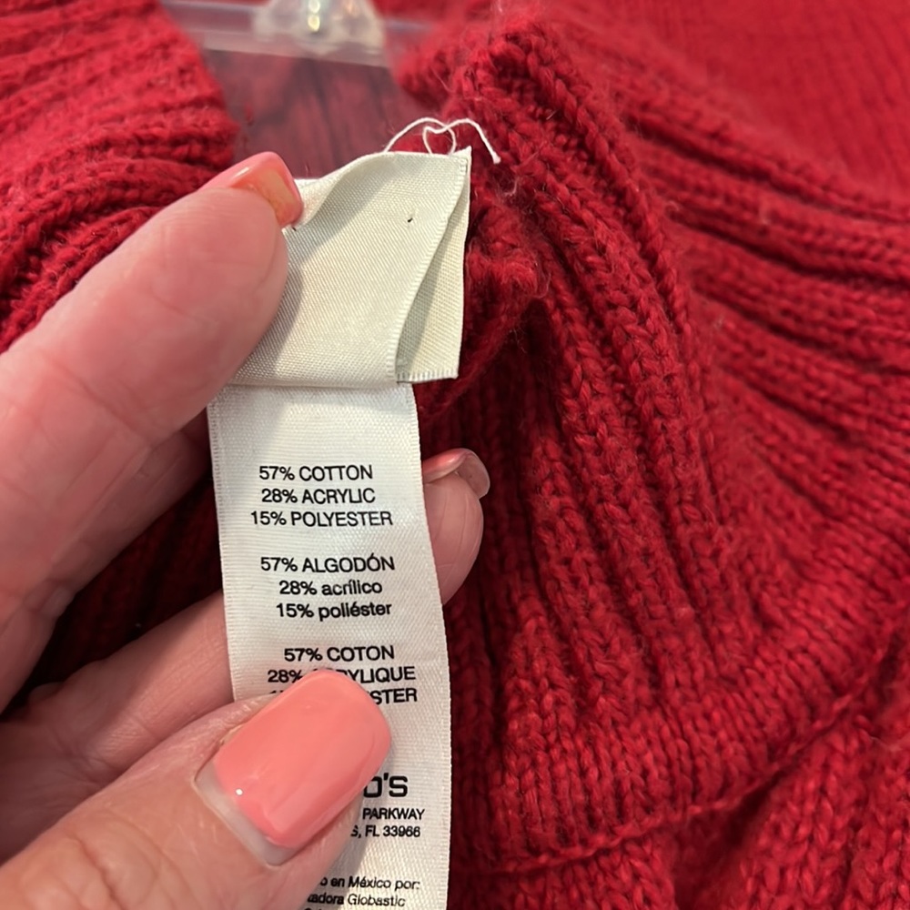 Zenergy ( by Chicos) red sweater poncho in S/M. High collar. Machine washable. - Picture 5 of 5